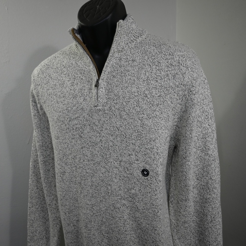 Chaps Quarter Zip Pullover Mens Medium NWOT Gray Marl Knit Sweater